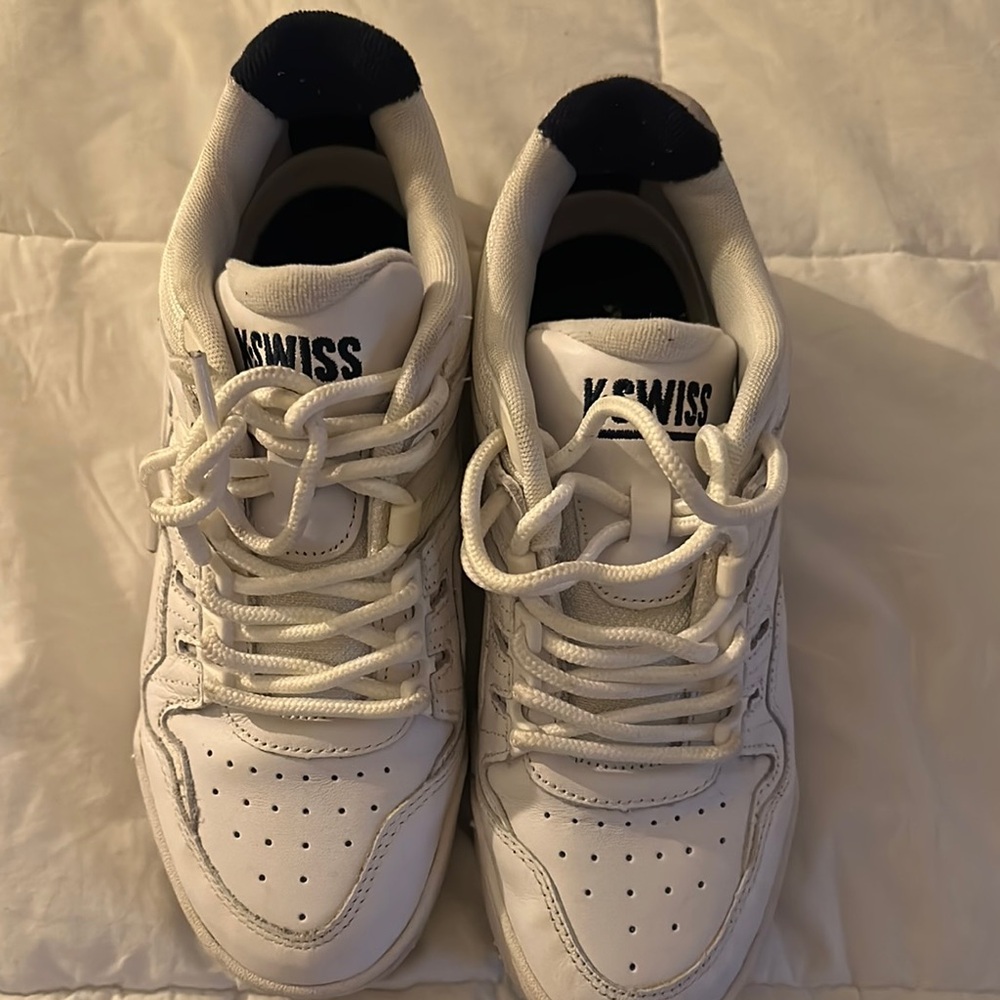 K-Swiss Classic White and Navy Sneakers